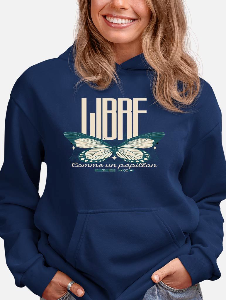 Hoodie Femme “Libre comme un papillon” – Sweat à capuche Papillon