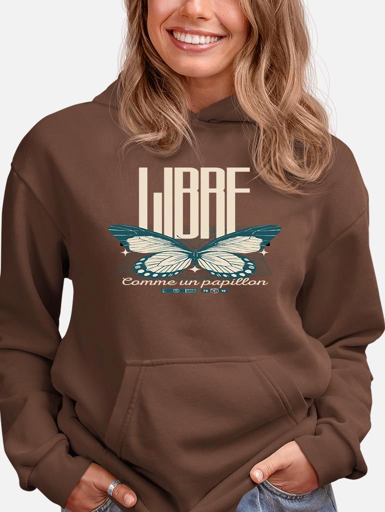 Hoodie Femme “Libre comme un papillon” – Sweat à capuche Papillon