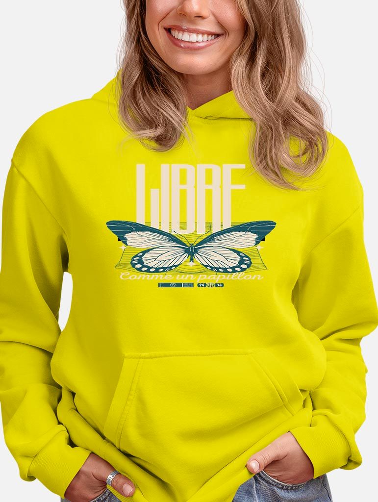 Hoodie Femme “Libre comme un papillon” – Sweat à capuche Papillon