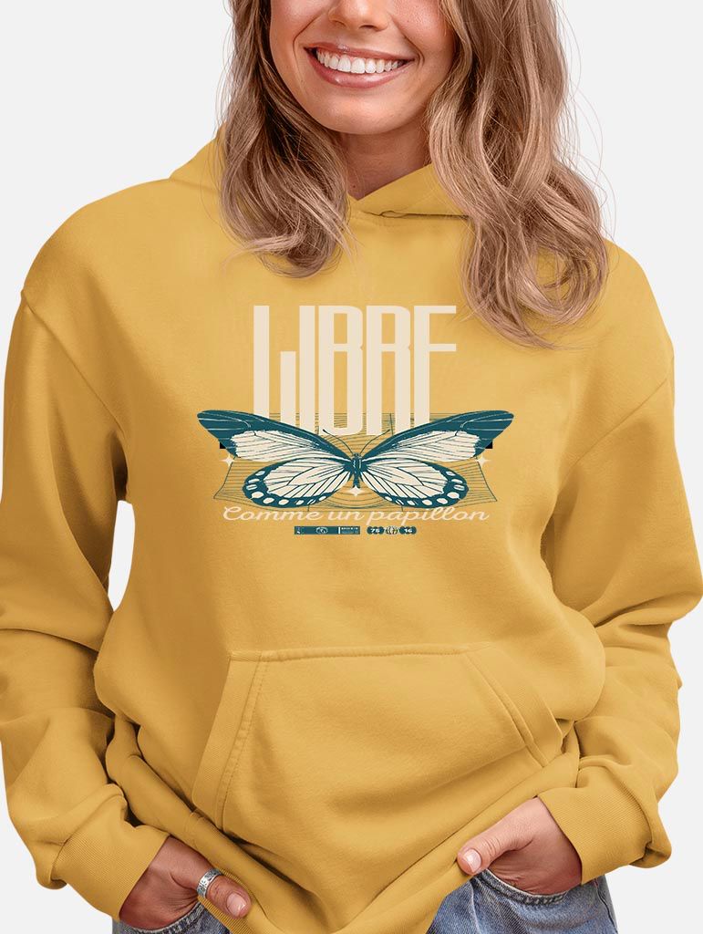 Hoodie Femme “Libre comme un papillon” – Sweat à capuche Papillon
