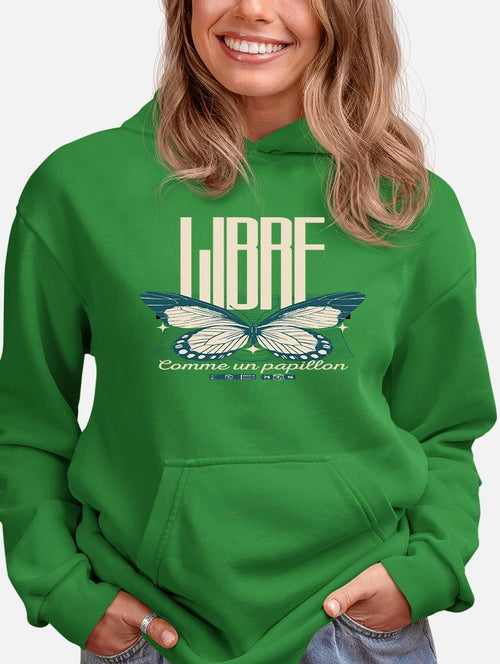 Hoodie Femme “Libre comme un papillon” – Sweat à capuche Papillon