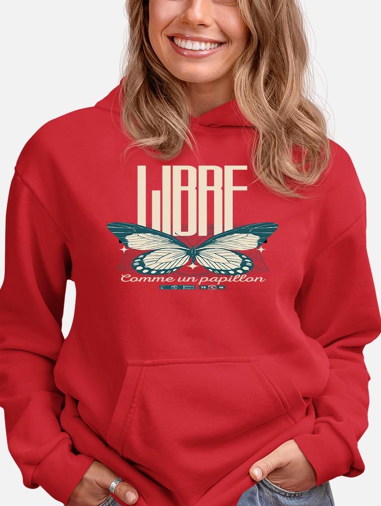 Hoodie Femme “Libre comme un papillon” – Sweat à capuche Papillon