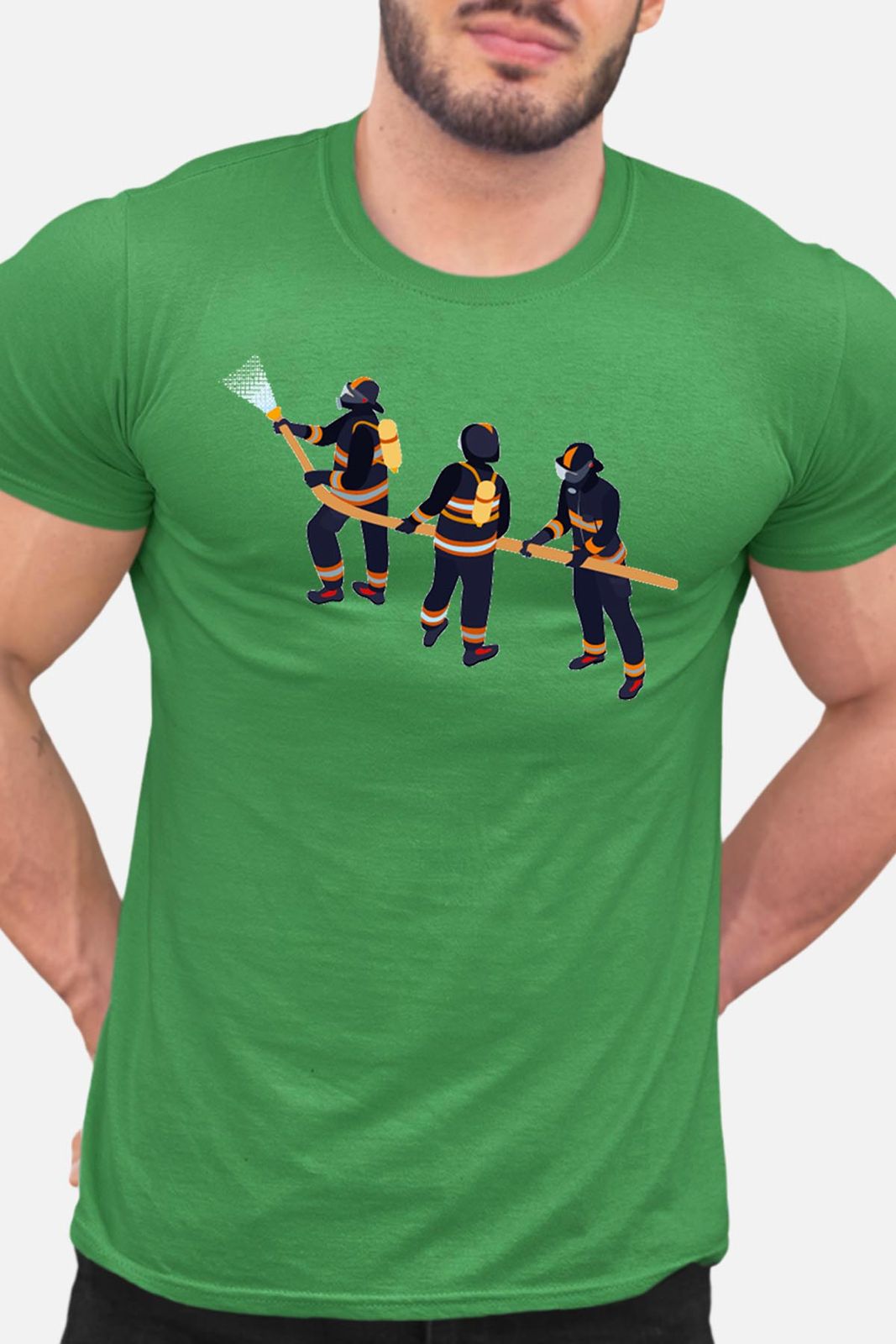 T-shirt Homme Équipe de Pompiers Illustrée